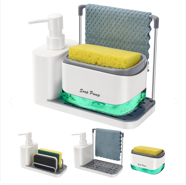 Dispensador Dual Jabon y Bandeja Cocina